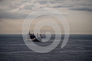 Container ship in the Mediterranean sea