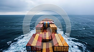 A container ship navigates through rough seas highlighting the resilience and adaptability of containerization in photo