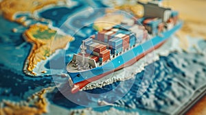 The container ship on ocean. AI generated photo