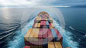 A container ship ping through a narrow c with the captain utilizing advanced technology and navigation tools to safely