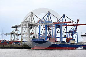 Container ship in the port