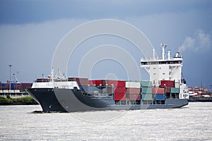 Container ship in port