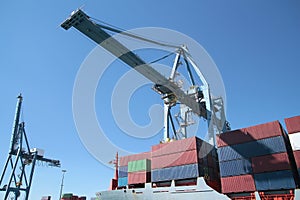 Container ship in port