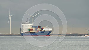 Container ship in the port of Rotterdam