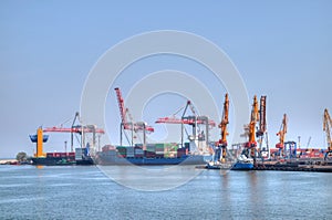Container ship in port