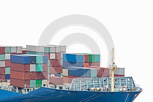 Container ship prow isolated