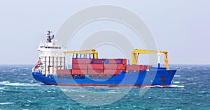 Container ship on sea