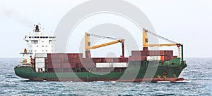 Container ship on sea