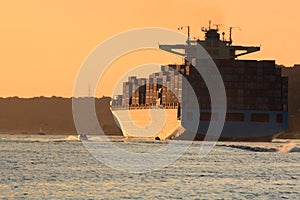 Container Ship sunset colors