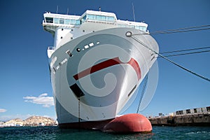 Container ship docked photo