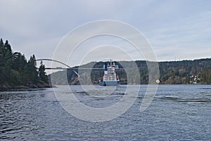 Container ship under svinesund bridge, image 19