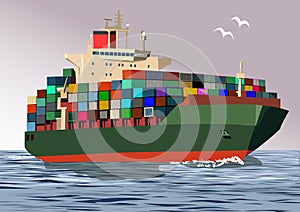 Container ship, vector illustration