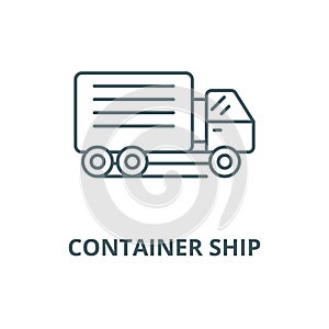 Container ship vector line icon, linear concept, outline sign, symbol