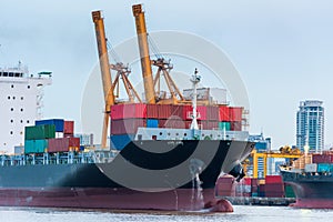 Container shipping and marine at terminal loading dock, Cargo an