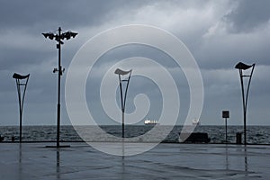 Container ships in the Adriatic Sea after the storm