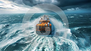 Container ships navigating through rough seas highlighting the challenges and risks faced by companies in the constantly