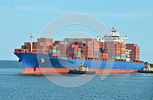 Container stack on freight ship