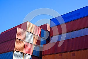 Container stack For importing and exporting goods photo