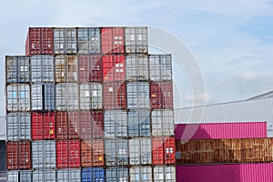 container stack Industrial logistics in container yard for logistics and cargo business