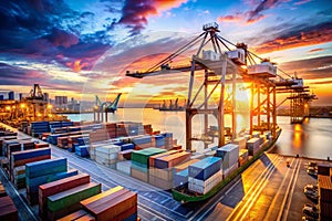 Logistic Shipping at sunset