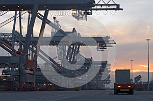 Container Terminal at dusk