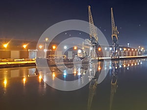 Container terminal in the evening.Port Hull in England.