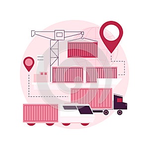 Container transportation abstract concept vector illustration.