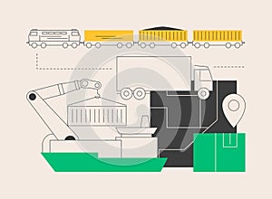 Container transportation abstract concept vector illustration.
