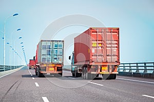 Container truck on the bridge