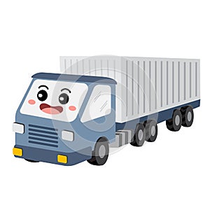 Container Truck transportation cartoon character perspective view vector illustration