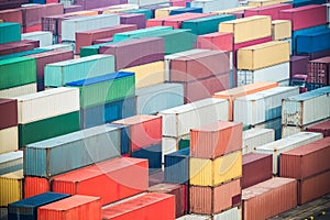 Container yard closeup