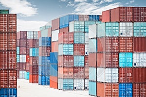 Container yard closeup