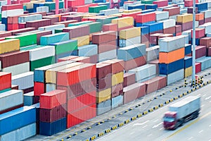 Container yard closeup