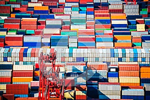 Container yard closeup