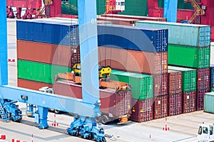 Container yard closeup