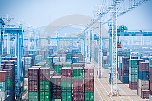 Container yard closeup