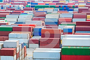 Container yard closeup