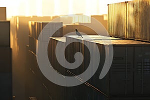 Container Yard Sunset Scene