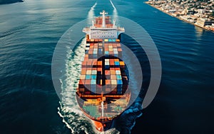 Containerized Freight on the High Seas - Aerial View