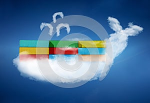 Containers on cloud whale software Docker concept