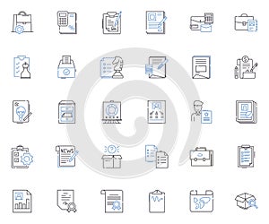 Containers and data line icons collection. Data-driven , Containerized , Segmentation , Virtualization , Isolation