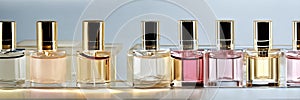 containers of expensive French perfumes without