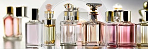 containers of expensive French perfumes without