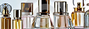 containers of expensive French perfumes without