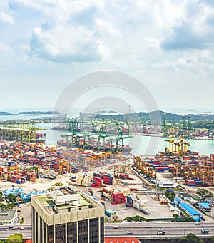 Containers, freight cranes, Singapore port