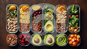 Containers of healthy food preparation