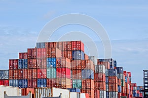 Containers piled up at the port