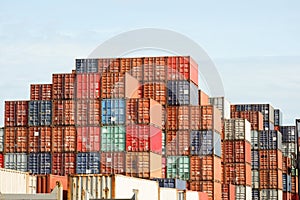 Containers piled up at the port