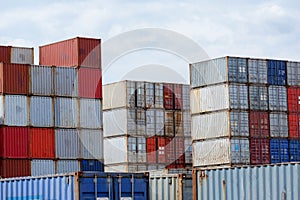 Containers piled up at the port