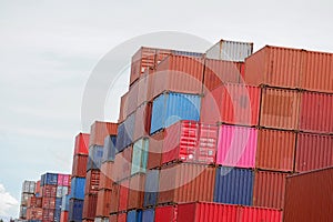 Containers piled up at the port